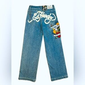 ED HARDY BRAVE EAGLE WIDE LEG JEANS